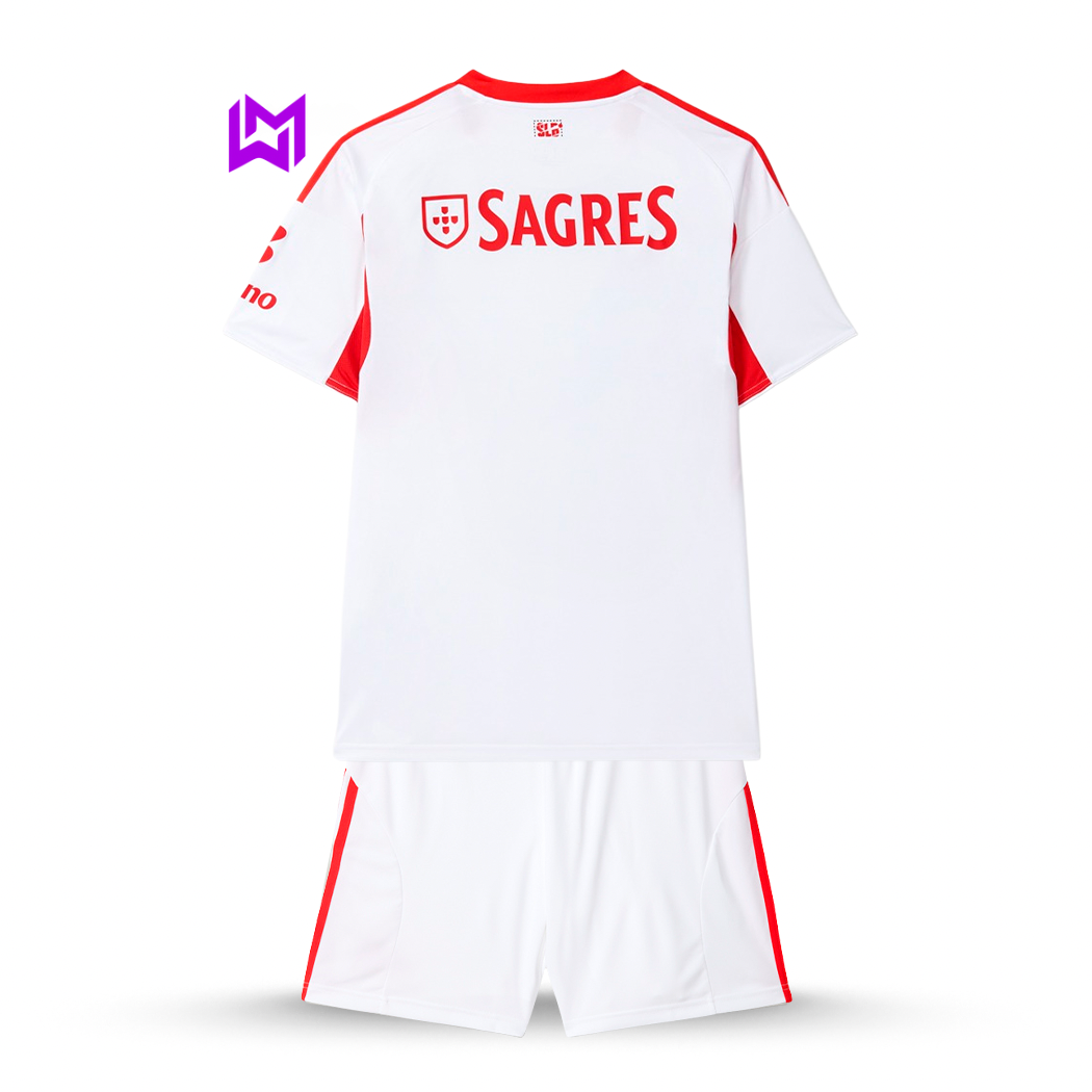 Benfica 2025/26 White Away Kids Kit