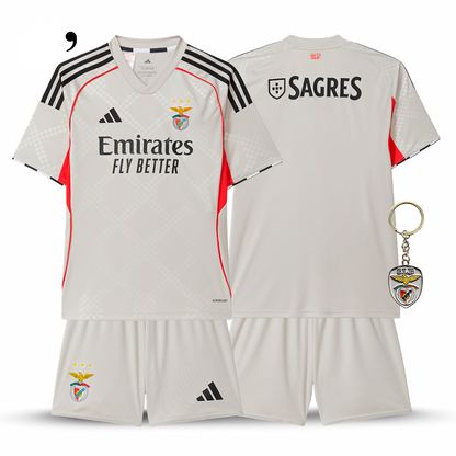 Benfica 2025/26 Beige Away Kids Kit