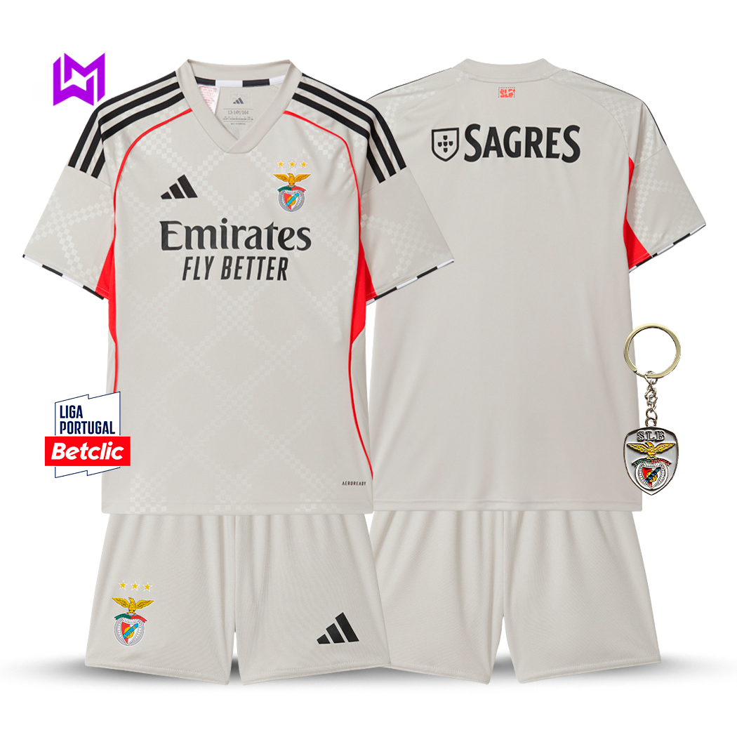 Benfica 2025/26 Beige Away Kids Kit