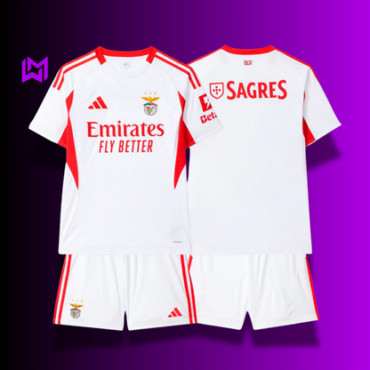 Benfica 2025/26 White Away Kids Kit